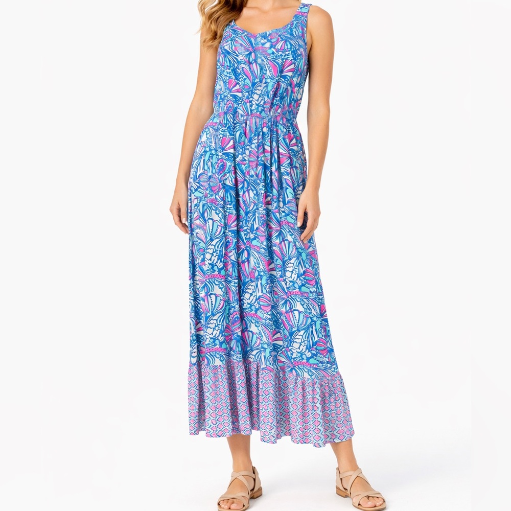 Lilly Pulitzer Blue and Pink Maxi Dress